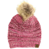 Four-Tone Fur Pom C.C Beanie