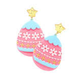 Glittered Star Resin Easter Egg Link Dangle Earrings