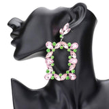 Marquise Stone Cluster Open Rectangle Evening Earrings