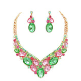 Oval Glass Crystal Evening Necklace