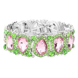 Teardrop Rhinestone Trim Stretch Evening Bracelet