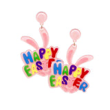 Happy Easter Resin Bunny Dangle Earrings