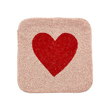 Heart Accented Seed Beaded Square Crossbody Bag