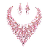 Marquise Stone Cluster Statement Evening Necklace