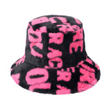 Patterned Faux Fur Bucket Hat