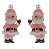 Pearl Enamel Santa Earrings