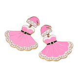 Pearl Pointed Enamel Christmas Dress Dangle Earrings