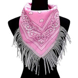 Women's Rhinestone Like Fringe Cowgirl Bandana Scarf