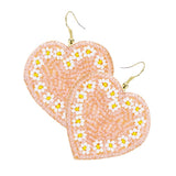 Seed Beaded Heart Dangle Earrings