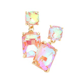 Women's Square Rectangle Link Dangle Evening Earrings