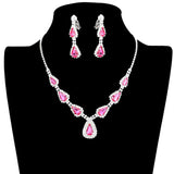 Teardrop Stone Accented Rhinestone Pave Necklace