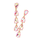 Teardrop Stone Link Dangle Evening Earrings