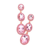 Triple Oval Glass Stone Drop Down Dangle Evening Earrings