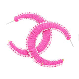 Woven Raffia Hoop Earrings
