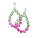 Floral Open Teardrop Ombre Evening Earrings