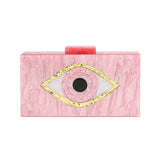 Glittered Evil Eye Celluloid Acetate Clutch Crossbody Bag
