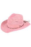 C.C Beaded Charm Trim Woven Cowboy Hat