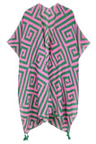 Women's Stunning Geometric Pattern Print Tassel Kimono
