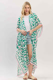 Leopard Print Open Front Long Kimono