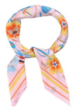Multi Color Flowers with Color Stripes Edge Bandana Scarf
