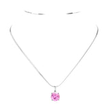 Stainless Steel CZ Round Pendant Necklace
