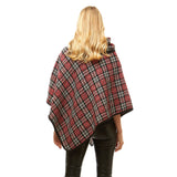 Cozy Plaid High Neck Buttons Collar Poncho  Ruana