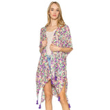 Flower Patterned Cover Up Kimono Poncho