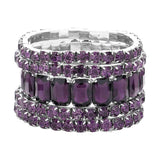 Women's 5Pcs Rectangle Round Stone Stretch Multi Layered Bracelets