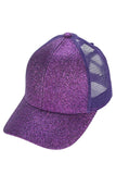 C.C Women's Glitter Mesh Back Criss-Cross Ponytail Cap