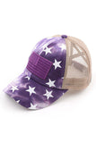 C.C TIE DIE STAR American Flag CRISS-CROSS PONYCAP