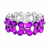 Floral Teardrop Glass Crystal Stretch Evening Bracelet