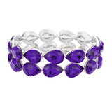 Women's Glass Crystal Teardrop Stretch Evening Bracelet