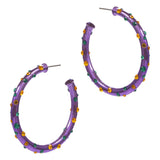 Mardi Gras Rhinestone Embellished Hoop Earrings