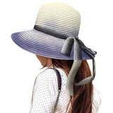 Ombre Bow Band Straw Sun Hat