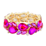 Teardrop Cluster Marquise Stone Stretch Evening Bracelet