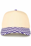 C.C Check Board Pattern Print Two Tone Canvas Trucker Hat