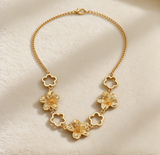Elegant Hollow Flower Bracelet & Earrings Set