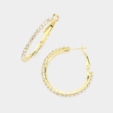 Crystal Rhinestone 1.3 Inch Hoop Earrings