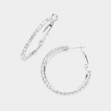Crystal Rhinestone 1.3 Inch Hoop Earrings