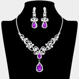 Teardrop Crystal Rhinestone Vine Drop Collar Necklace
