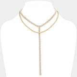 Gold Dipped Rhinestone Y Necklace