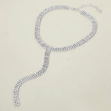 Silver Dipped Y Shaped Rhinestone Necklace