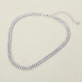 Silver Dipped Double Row Rhinestone Necklace