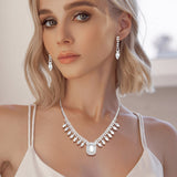 Emerald Cut Stone Centered Rhinestone Necklace
