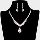 Crystal Rhinestone Teardrop Pave Necklace