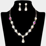 Teardrop Rhinestone Accented Necklace