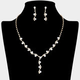 Floral Vine Lariat Rhinestone Paved Necklace