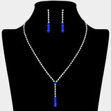 Round Stone Accented Rhinestone Paved Y Necklace