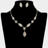 Marquise Stone Accent Rhinestone Paved Necklace