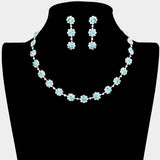 Floral Crystal Rhinestone Collar Necklace